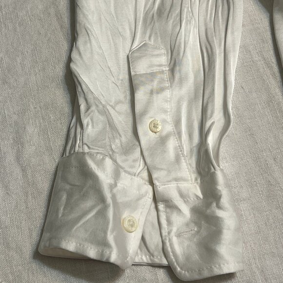 Lauren Ralph Lauren Ivory Satin Blouse 2X Button Front Long Sleeve 100% Viscose - Picture 4 of 9